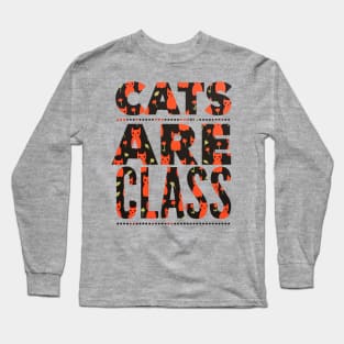 Modern Red Cat Design. Typographic modern cat art Long Sleeve T-Shirt